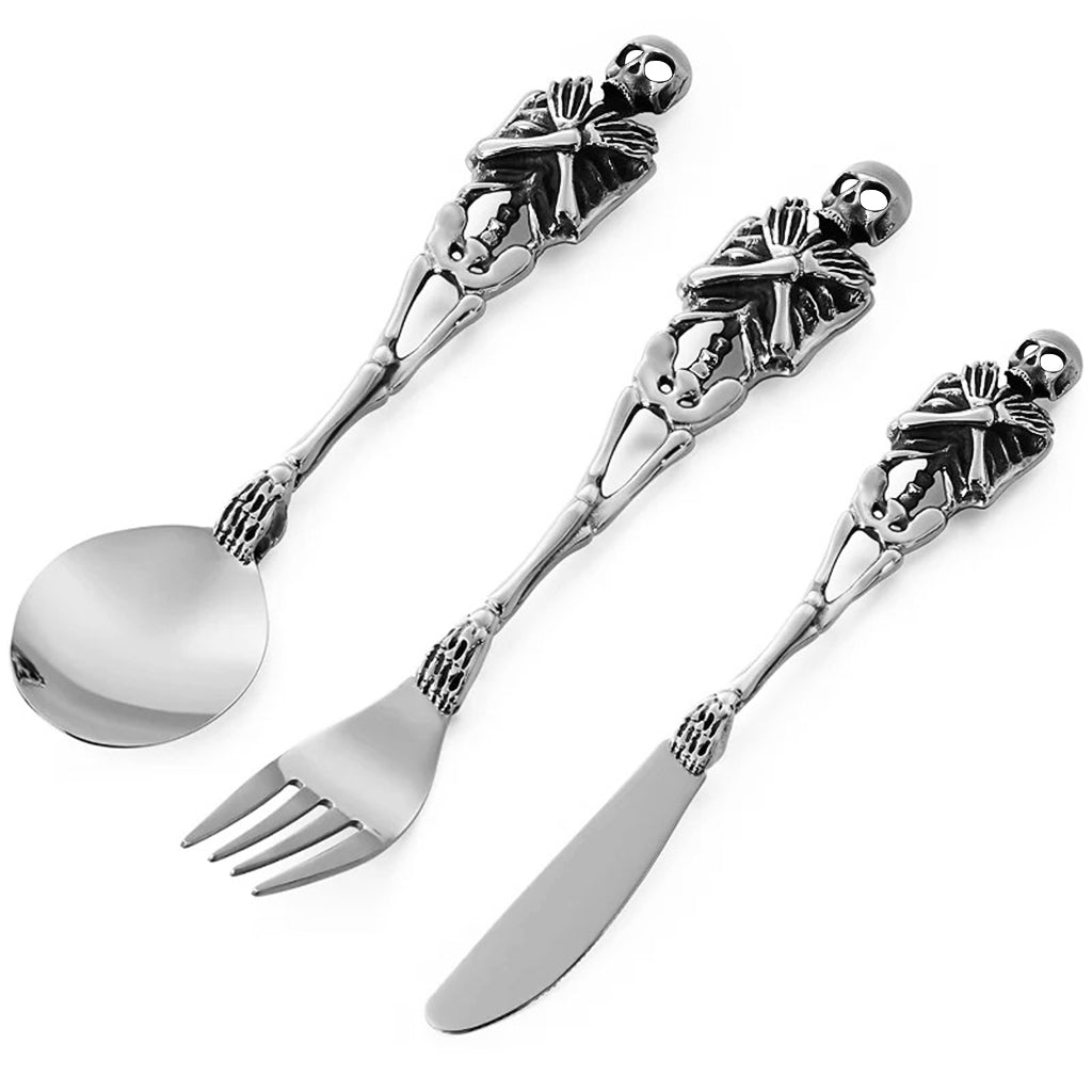 Bestickset Skelett - Kniv, Gaffel & Sked