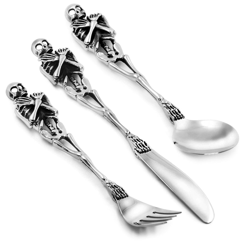 Bestickset Skelett - Kniv, Gaffel & Sked