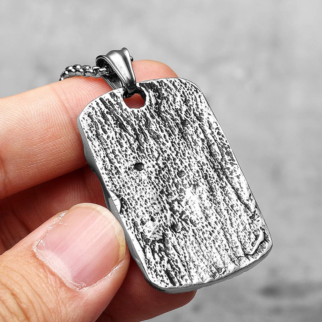 Silverfärgat dog tag halsband med dödskallar