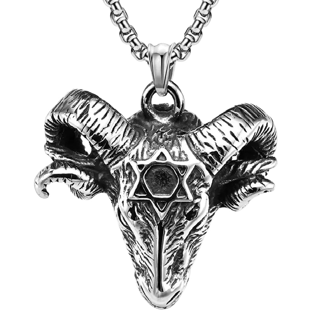Dödskalle Halsband Hexagram Baphomet