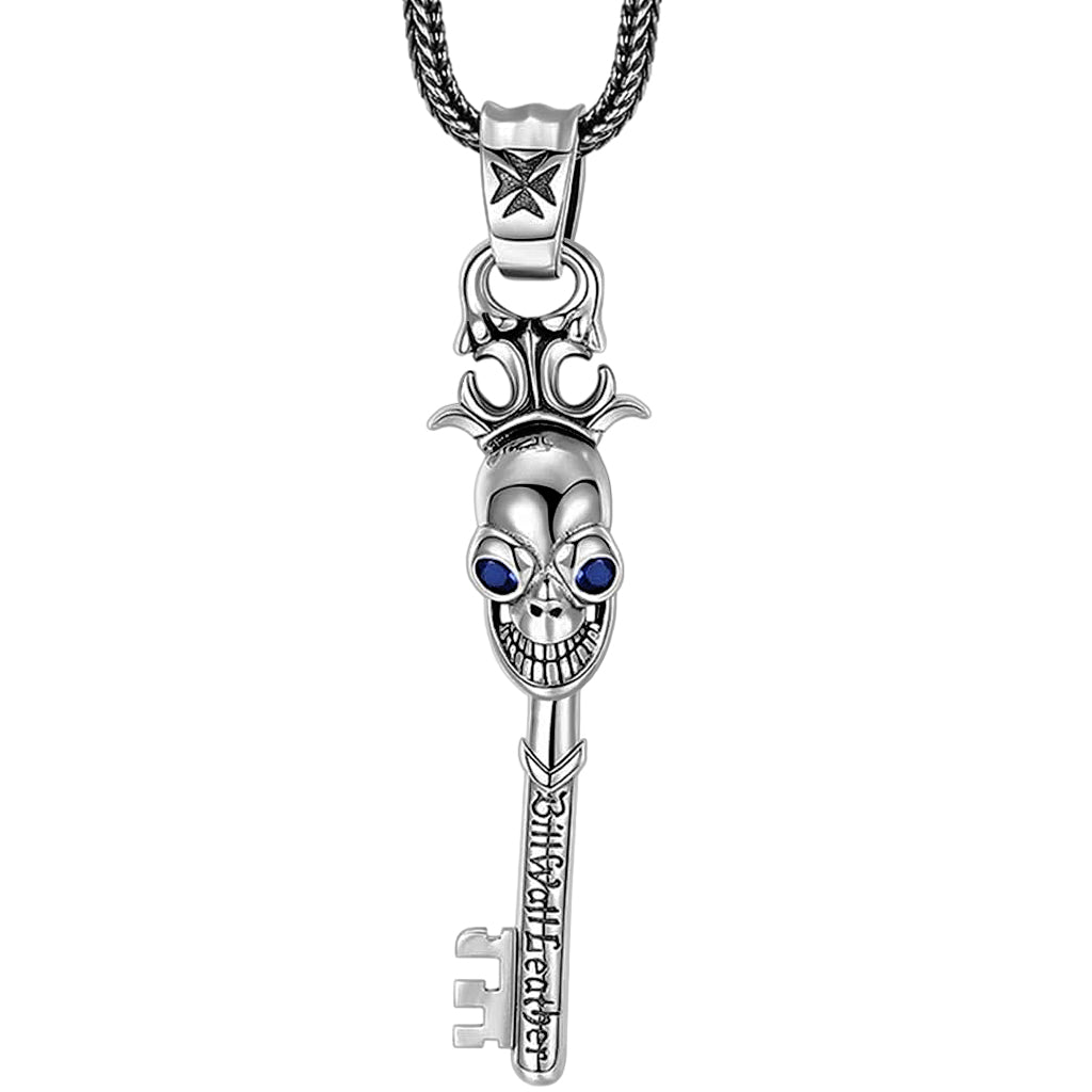 Silverfärgat dödskalle nyckel halsband av sterling silver