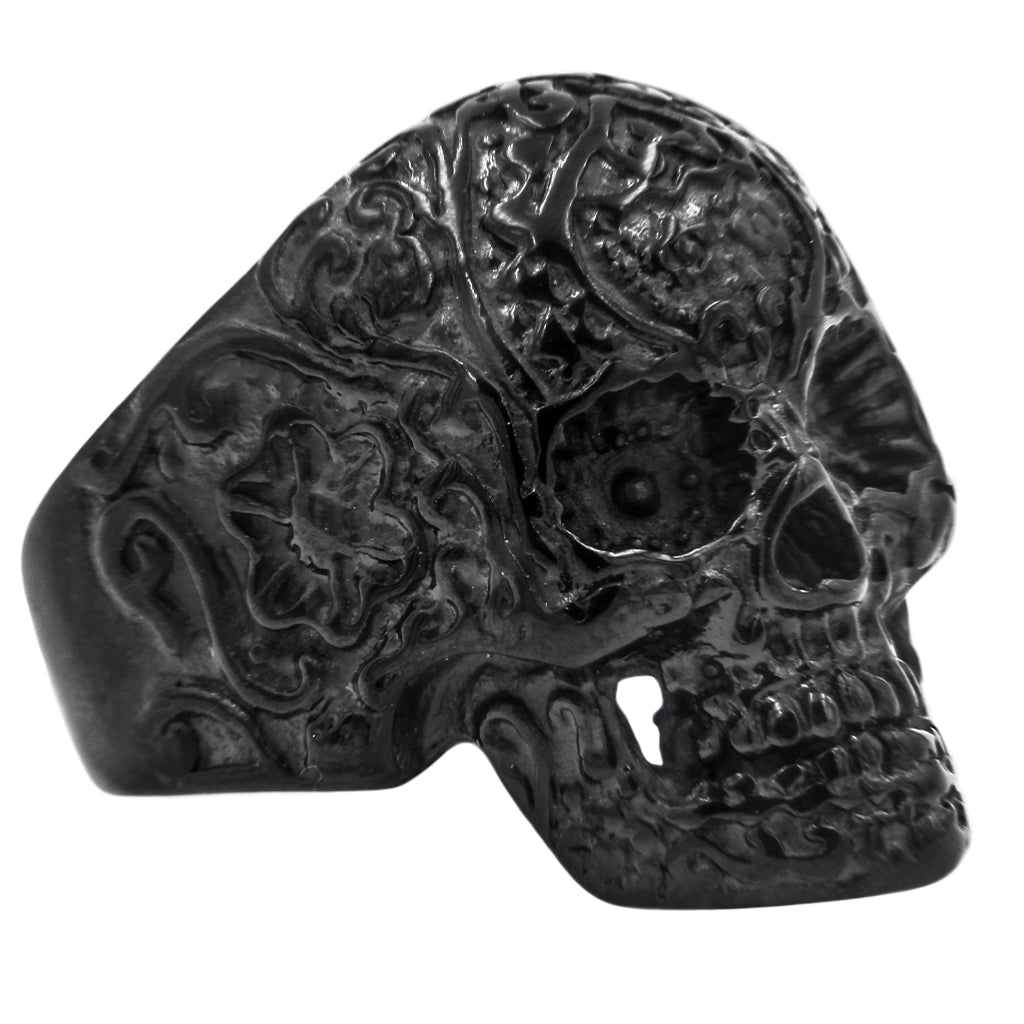 Dödskalle ring svart stål