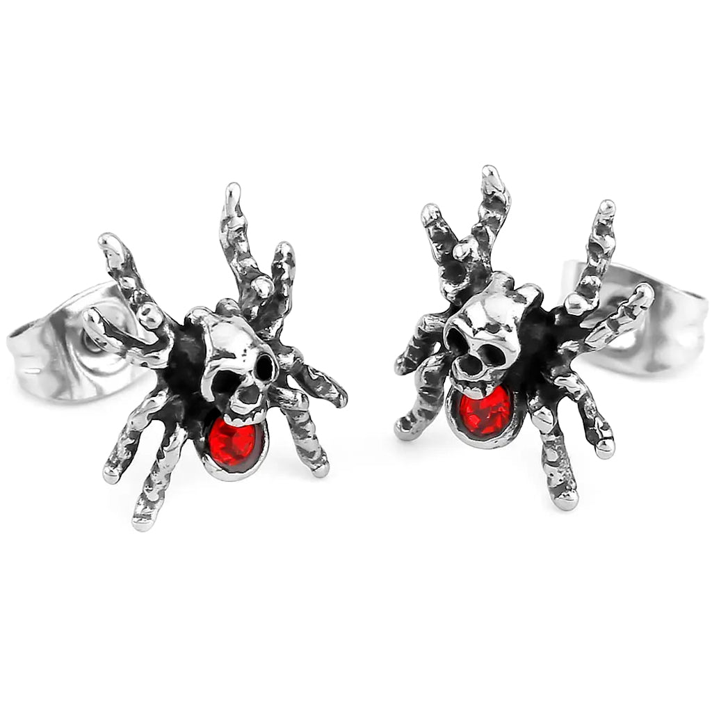 Dödskalle Örhängen Spindel Röd Zirkon