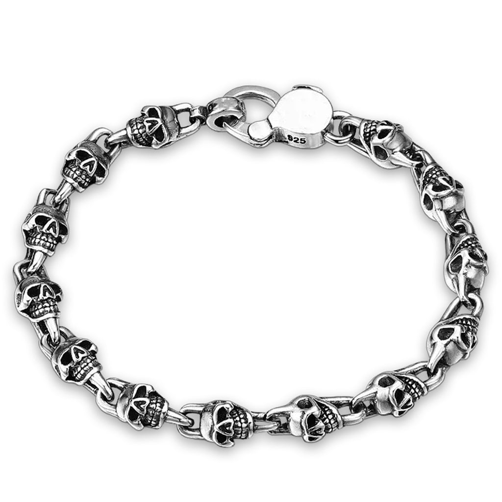 Silverfärgat döskalle armband av äkta sterling silver 925