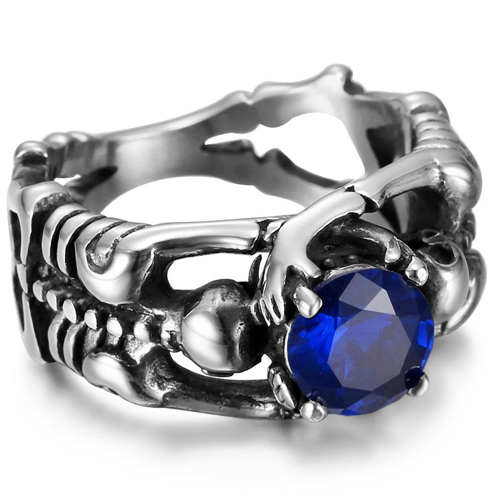 Dödskalle Förlovningsring Blå Diamant