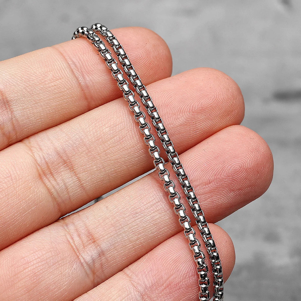 Silverfärgat ID-bricka halsband med skallar