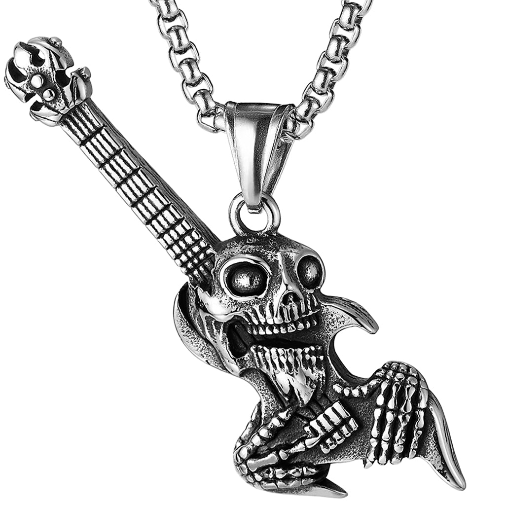Stålhalsband Dödskalle Gitarr