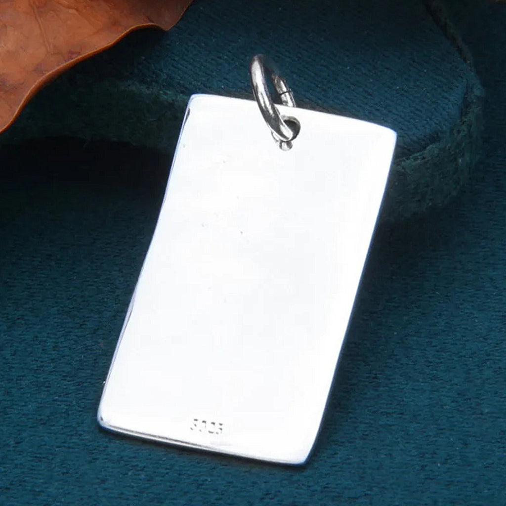 Silverfärgat dödskalle identitetsbricka-halsband av sterlingsilver