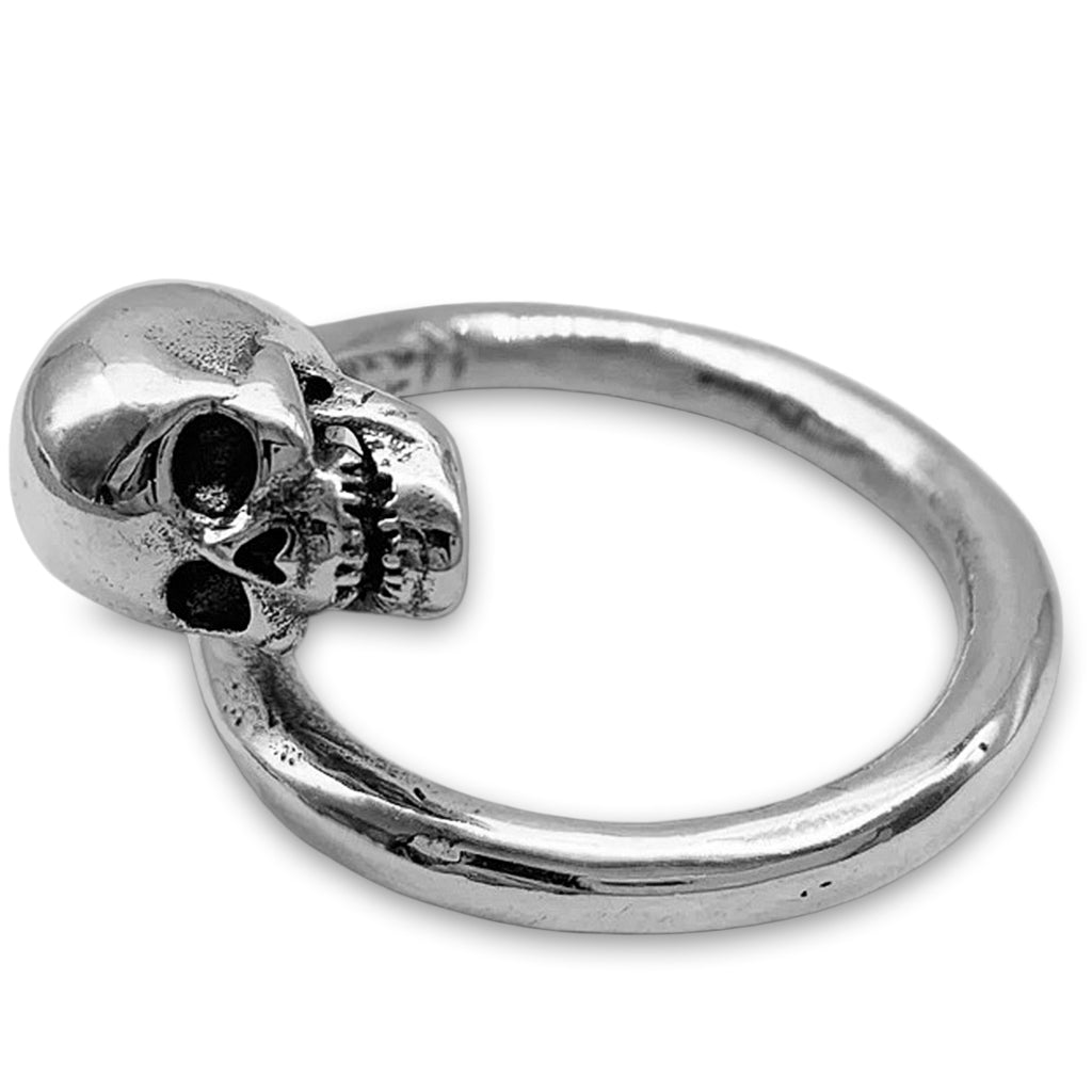 Justerbar liten dödskalle ring av äkta sterling silver