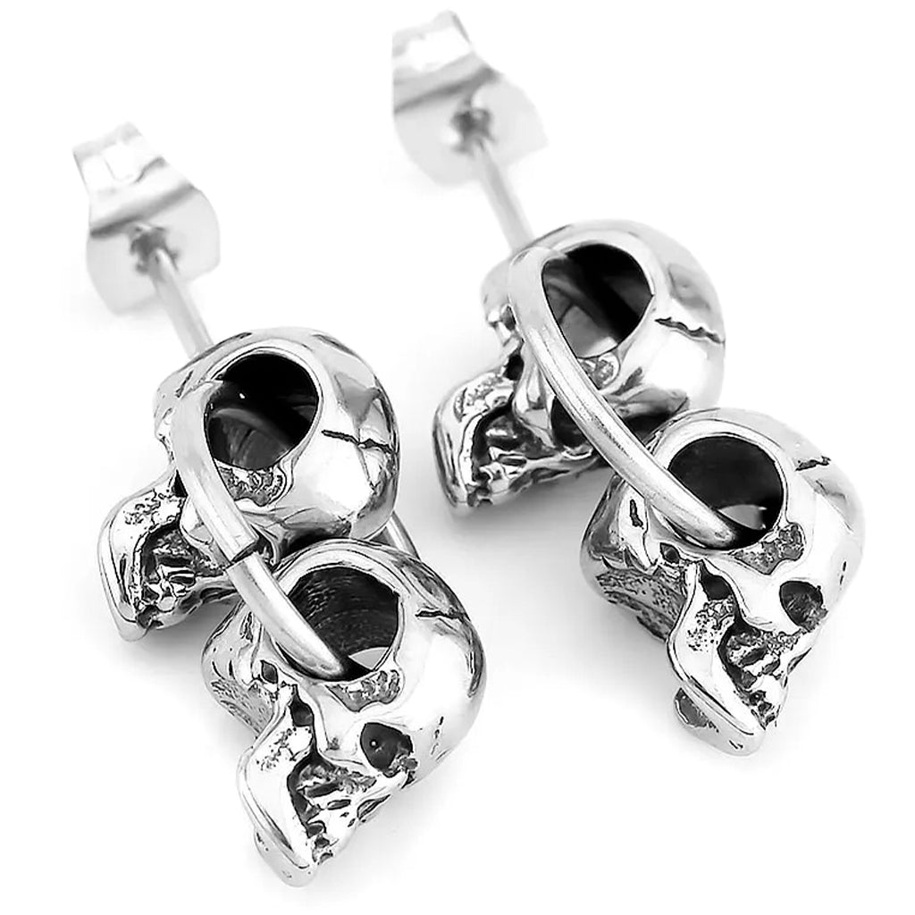 Dödskalle Öronstift Med Dödskalle Hängen