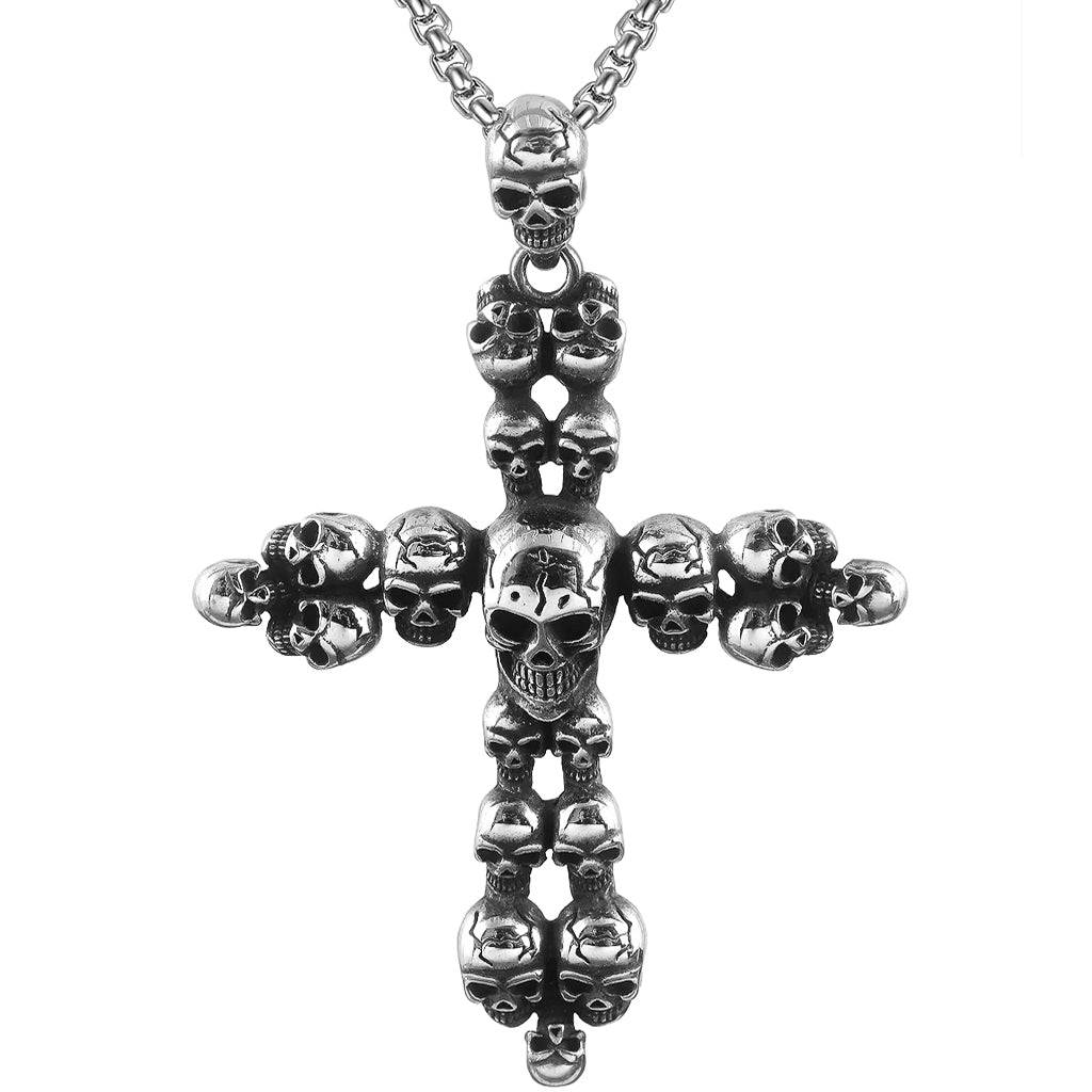 Stålhalsband Dödskalle Kors