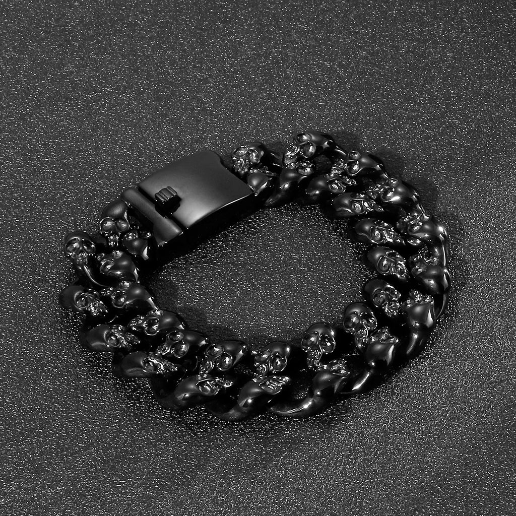 Mörkt Kedjearmband med Dödskallar