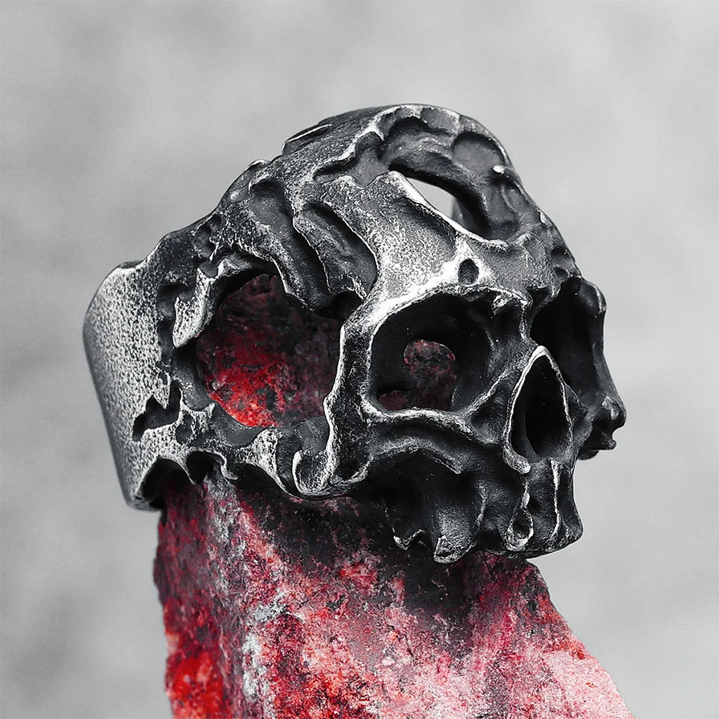 Svart dödskalle ring i stål