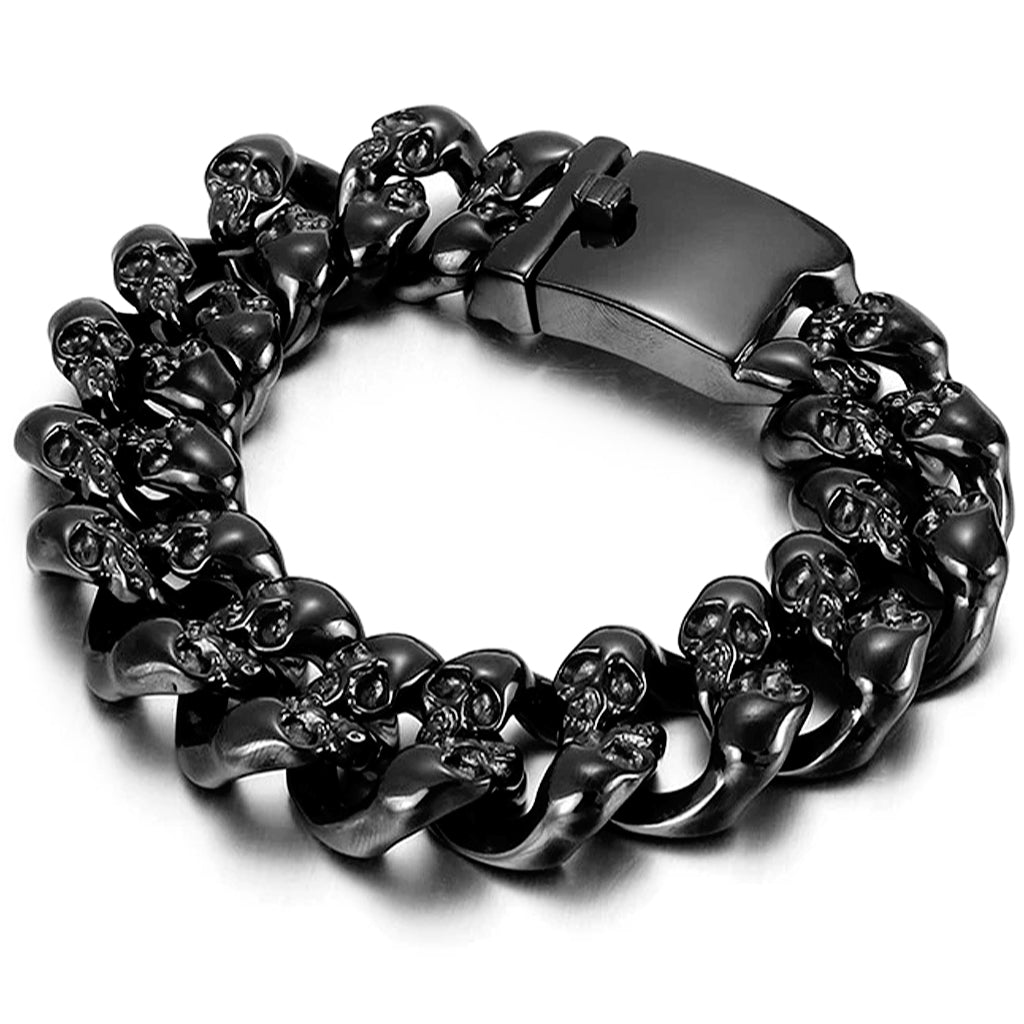 Svart Kedjearmband Dödskallar