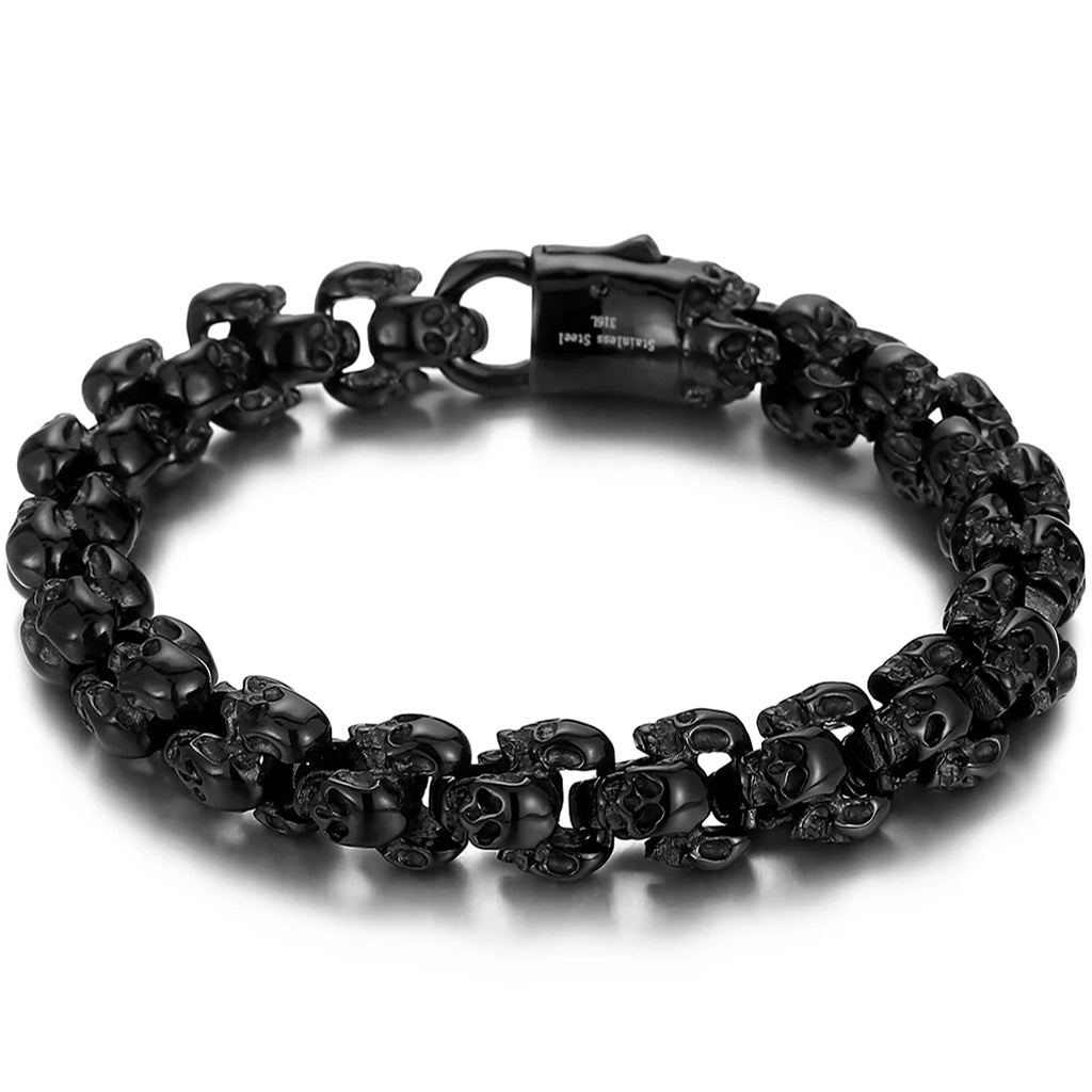 Svart Länkarmband Dödskallar