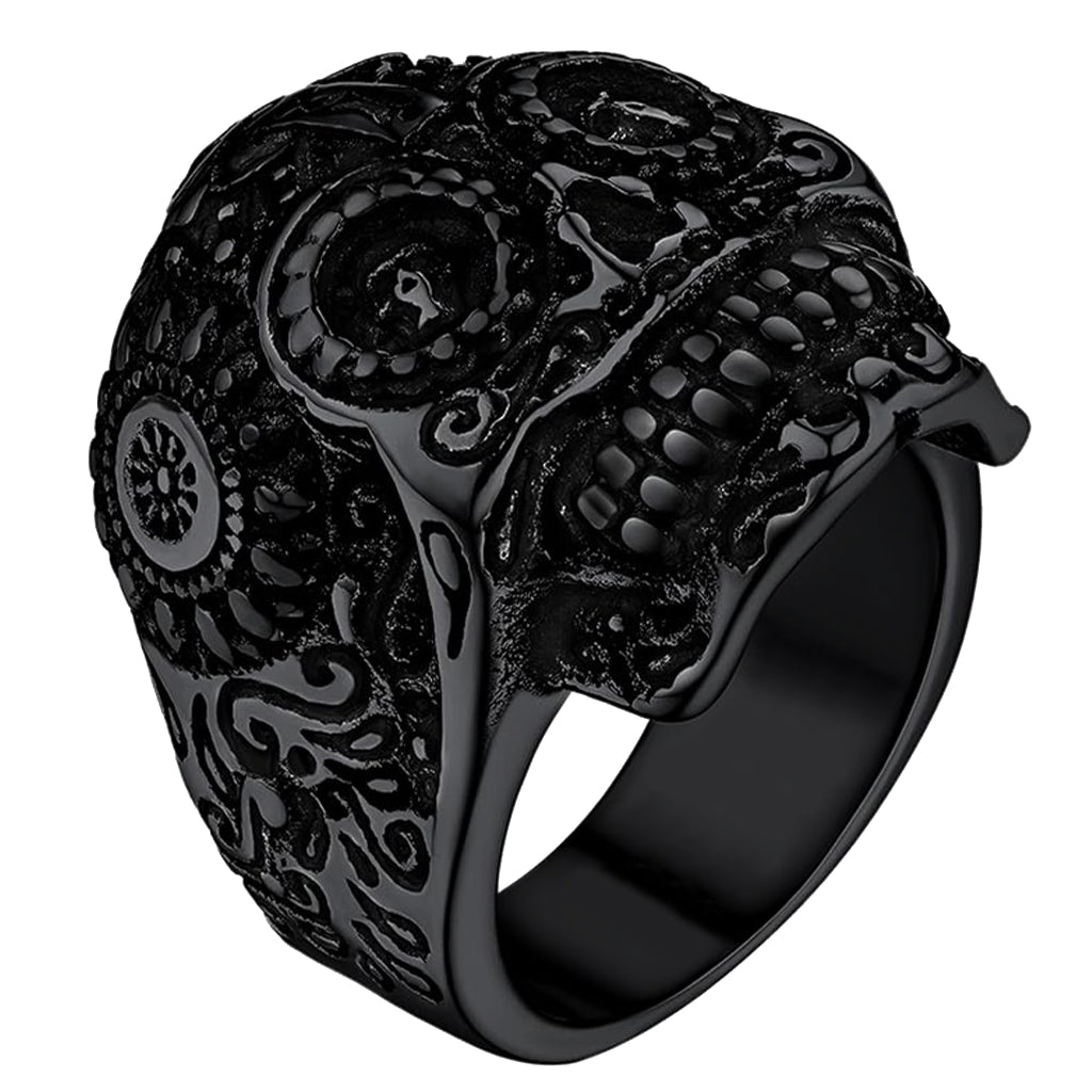 Svart ring med mexikansk dödskalle