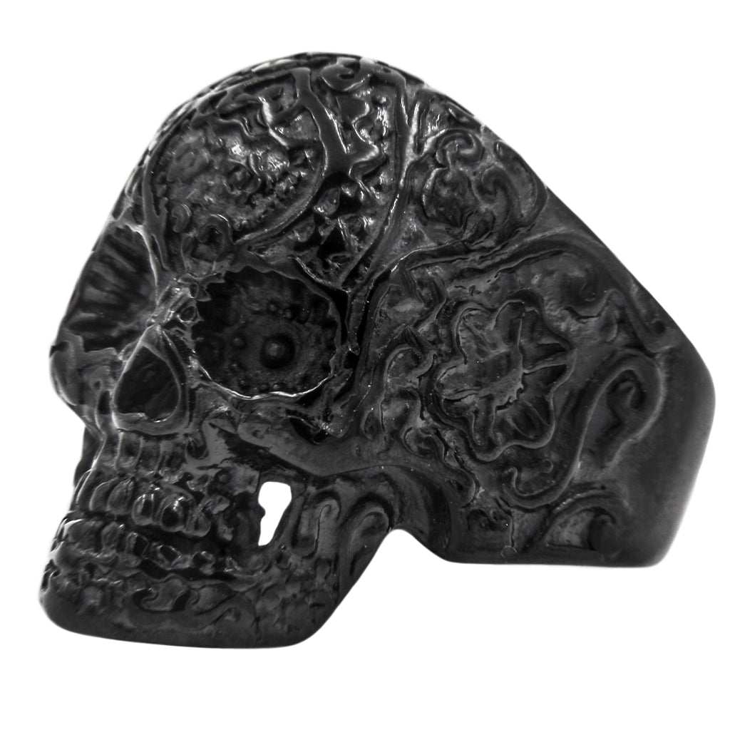 Svart sugar skull ring