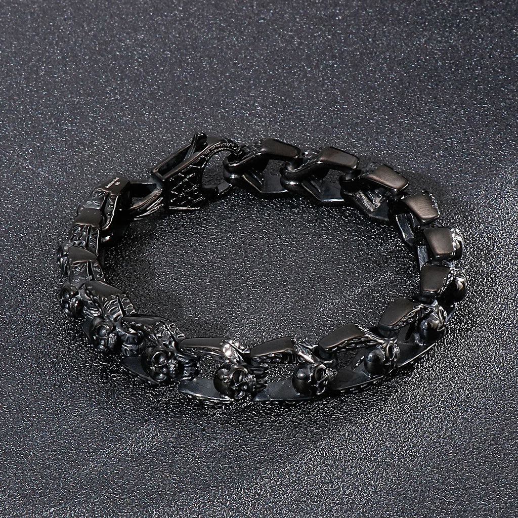 Svart Armband med Dödskallar