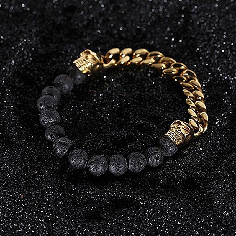 Dödskalle Armband Volcano Chain (Guldstål)