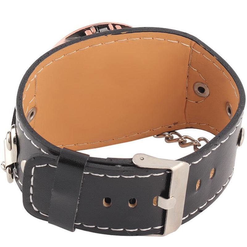 Dödskalle Klocka Svart Läderarmband