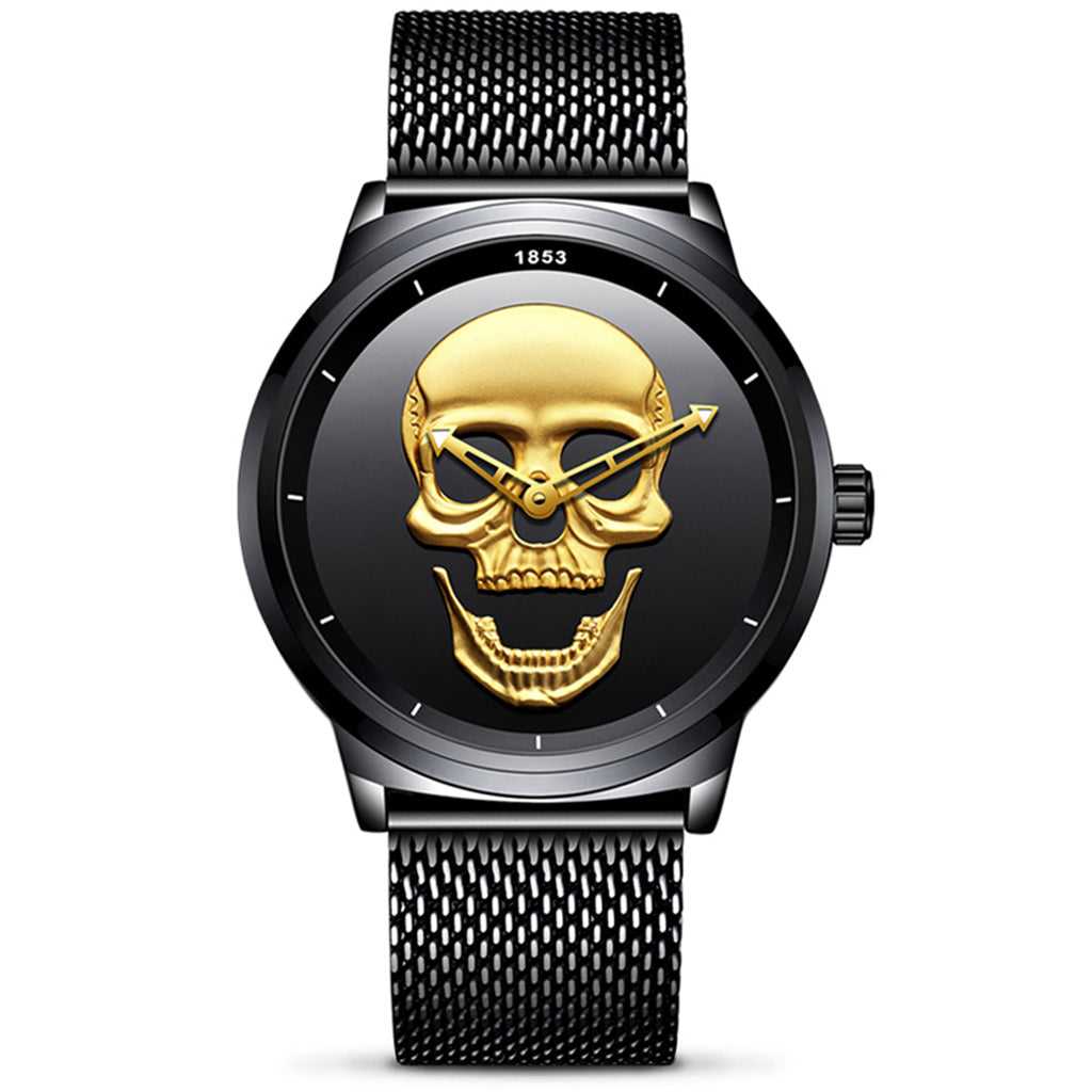 Guld Dödskalle Klocka