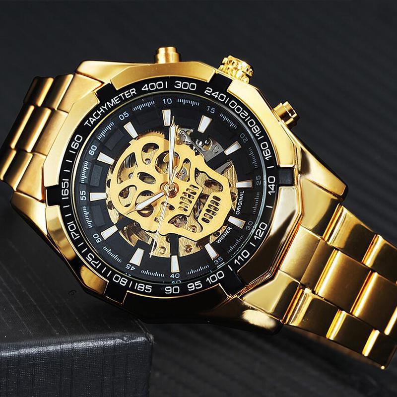 Dödskalle Armbandsur Guldstål