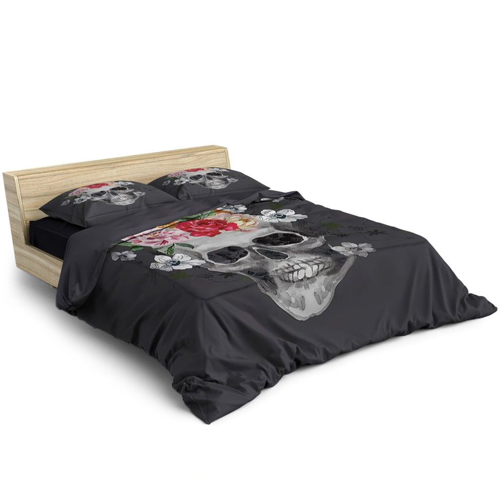 Sängkläder Blommig Dödskalle
