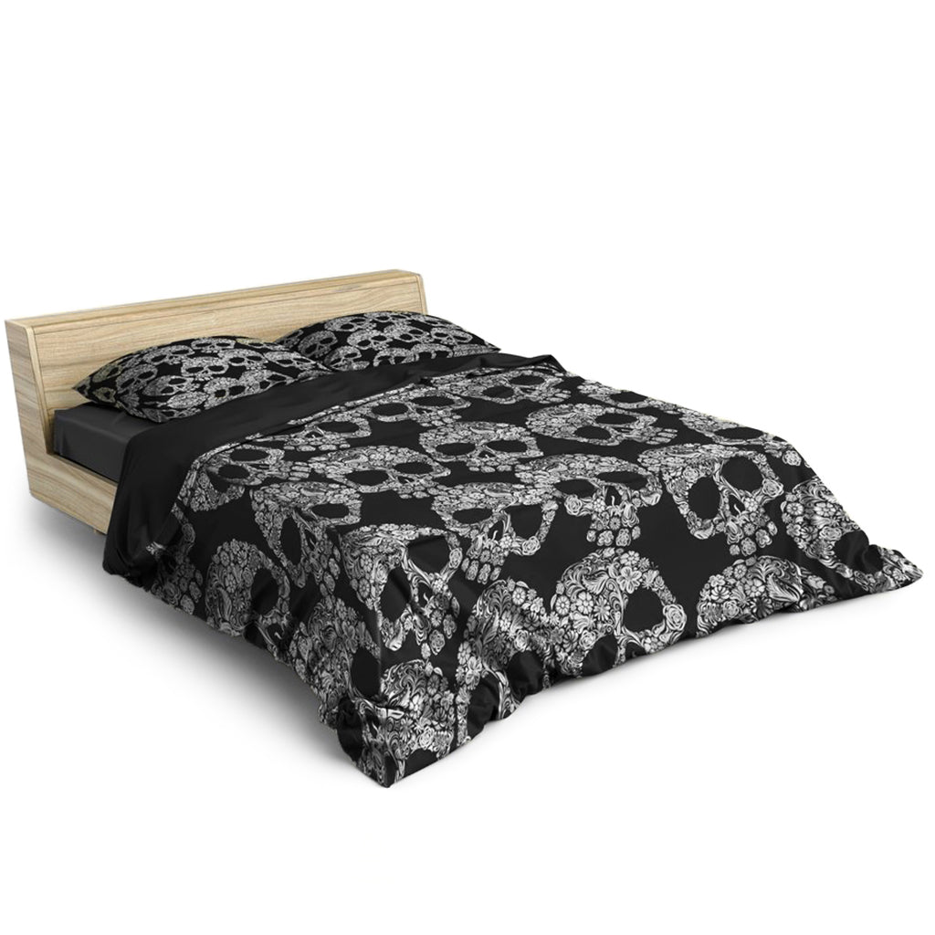 Sängkläder Blommiga Dödskallar