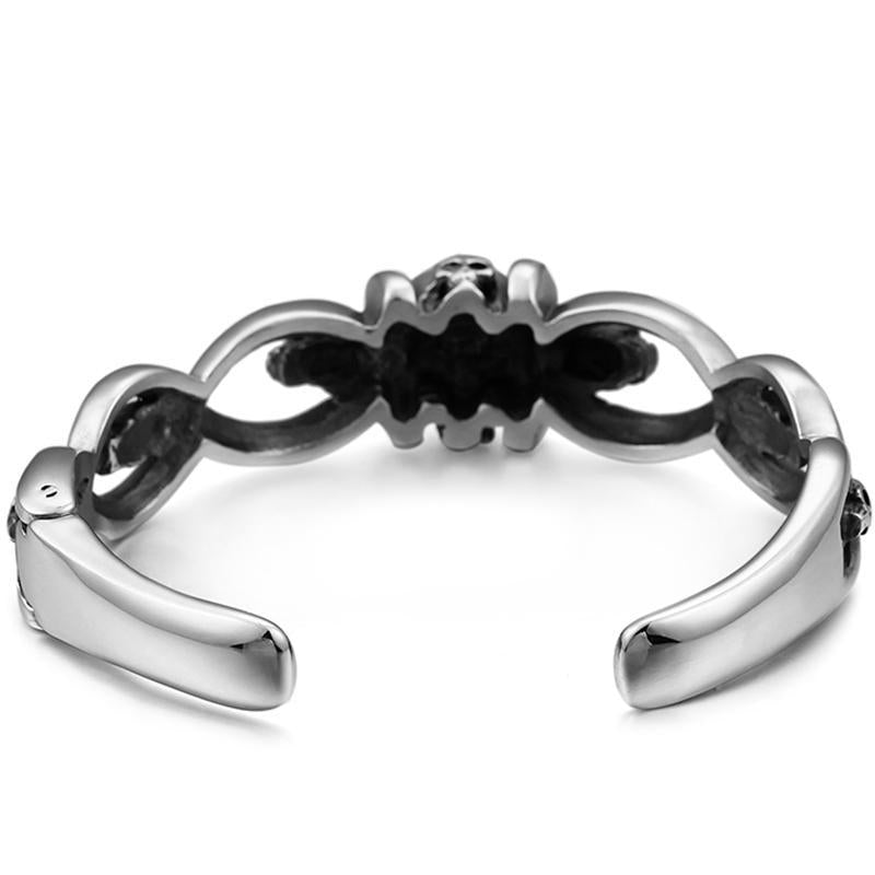 Biker Stålarmband Med Svart Sten