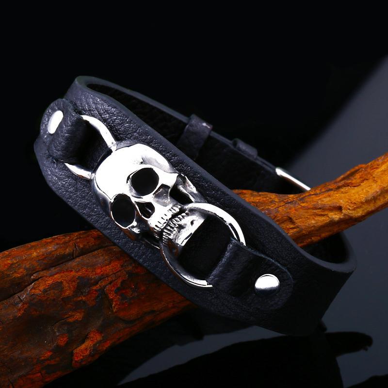 Rocker Armband Svart Läder