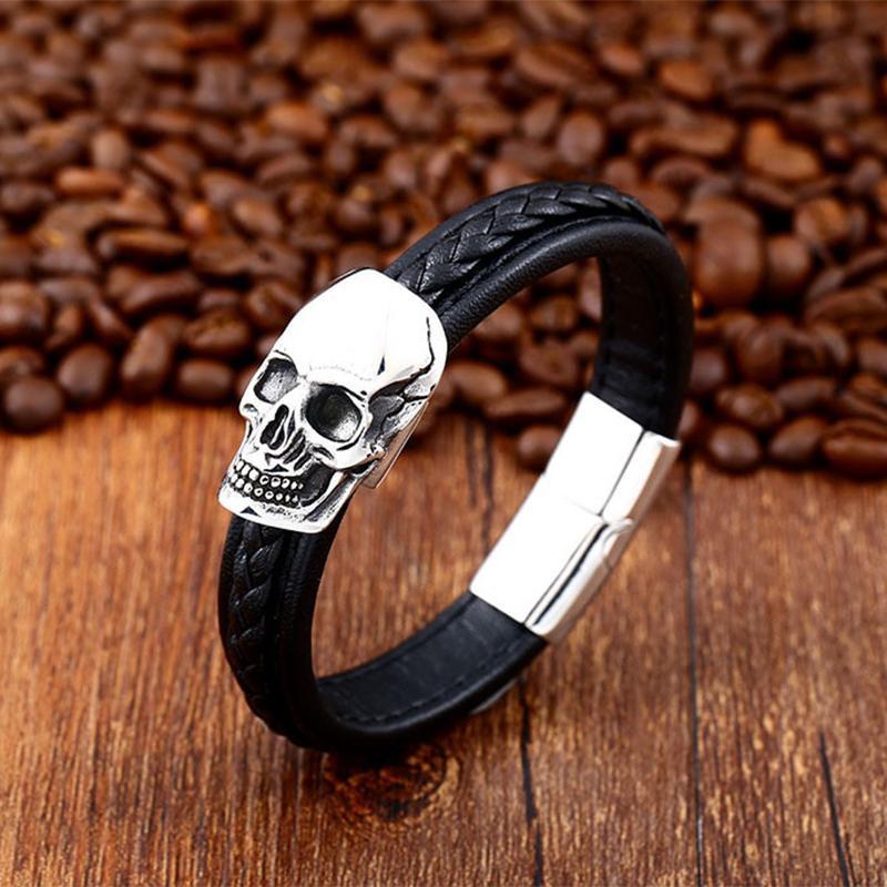 Dödskalle Armband Fractured Skull (Läder)