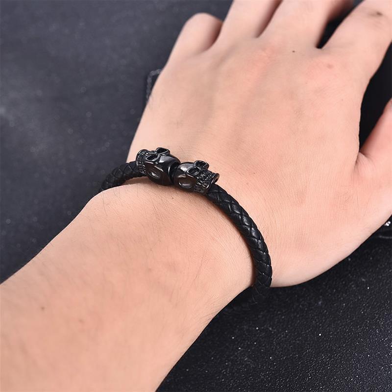 Manschett Armband Dödskalle (Läder)