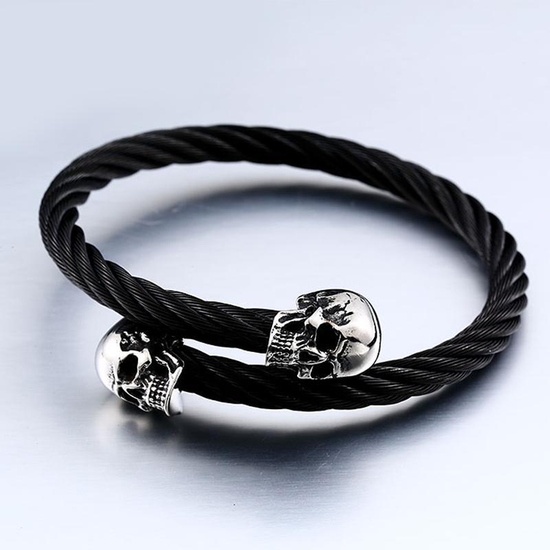 Manschett Armband Med Dödskalle (Stål)