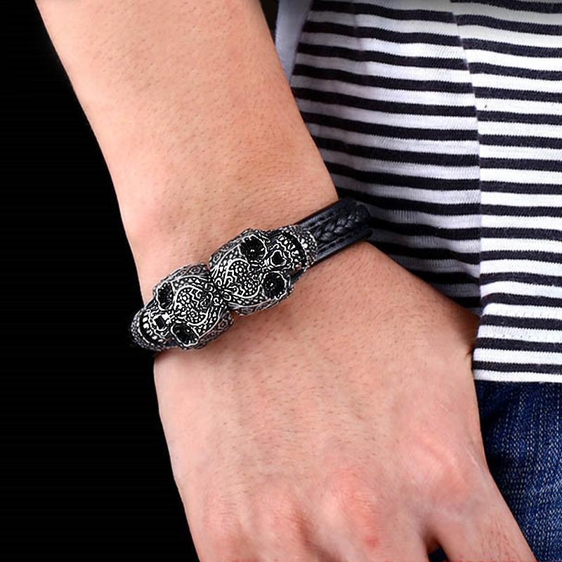 Dödskalle Armband Läder