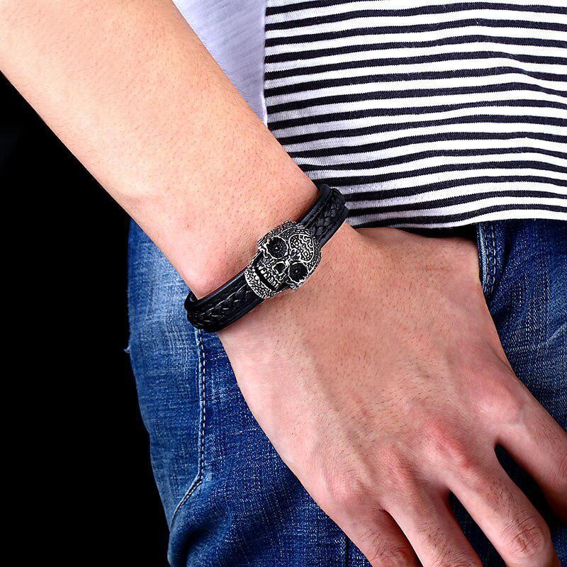 Dödskalle Armband Mexican Skull (Läder)