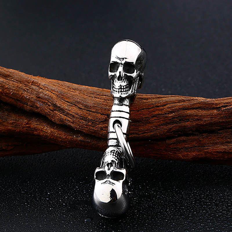 Dödskalle Halsband Dubbla Kranium (Stål)