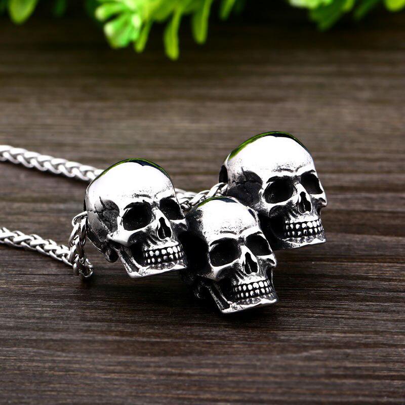 Dödskalle Halsband Three Brother Skulls (Stål)
