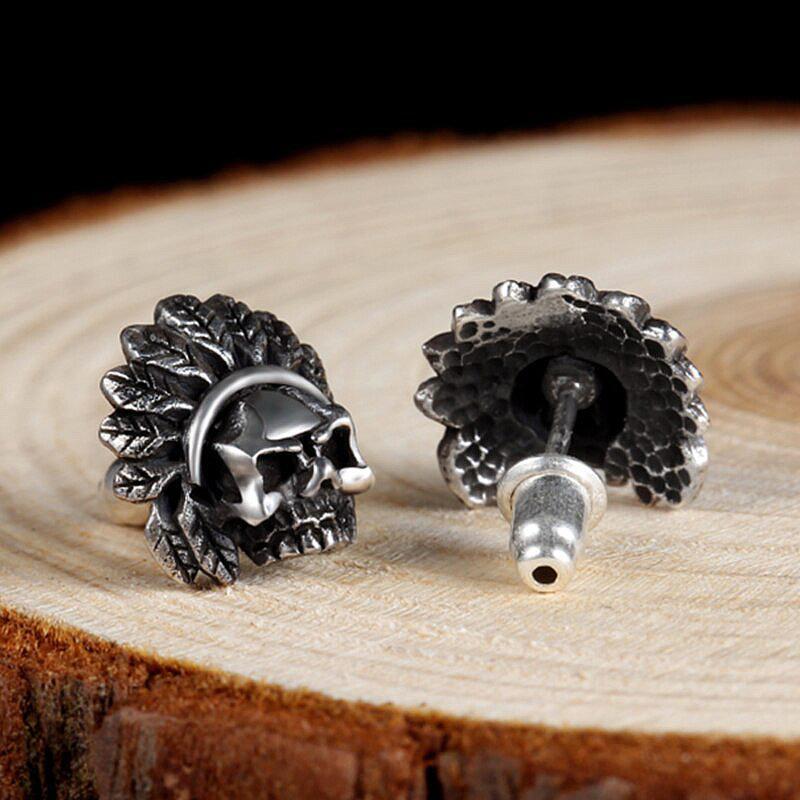 Dödskalle Örhängen American Indians (Silver)