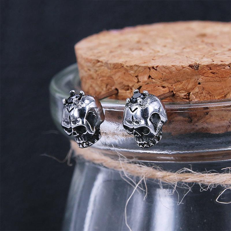 Dödskalle Örhängen Zirkon Crowns (Stål)