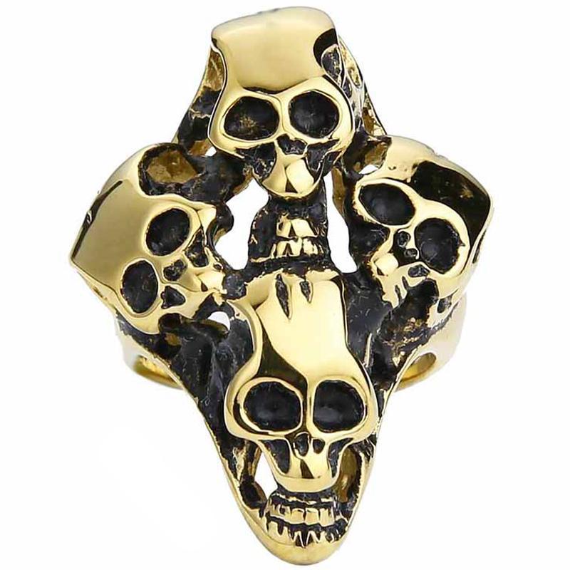 Dödskalle Ring Med Fyra Kranium