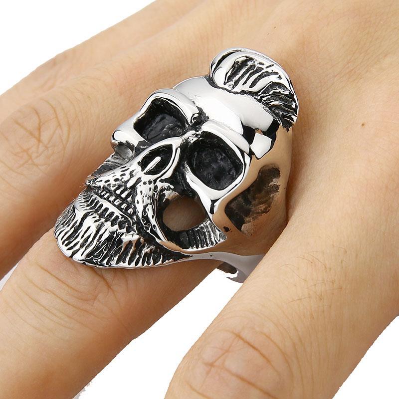 Dödskallering Bearded Biker (Stål)