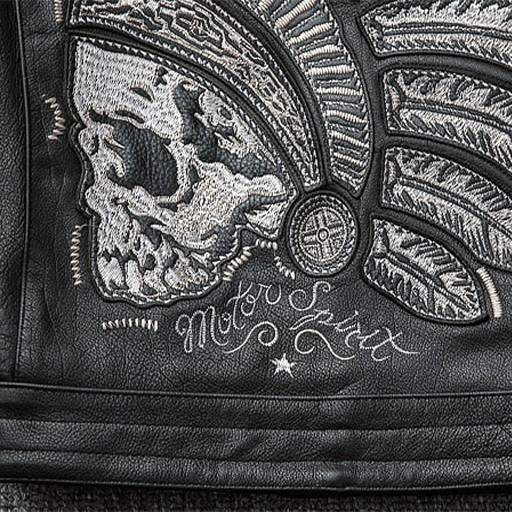 Svart MC-Jacka Med Dödskalle Ryggmärke