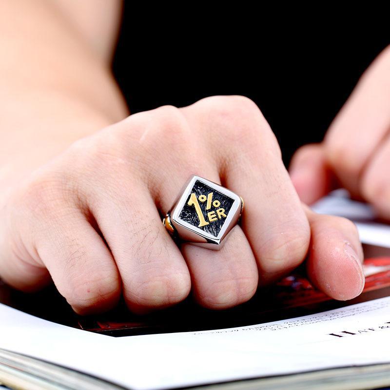 Dödskallering MC Biker 1 % (Stålguld)