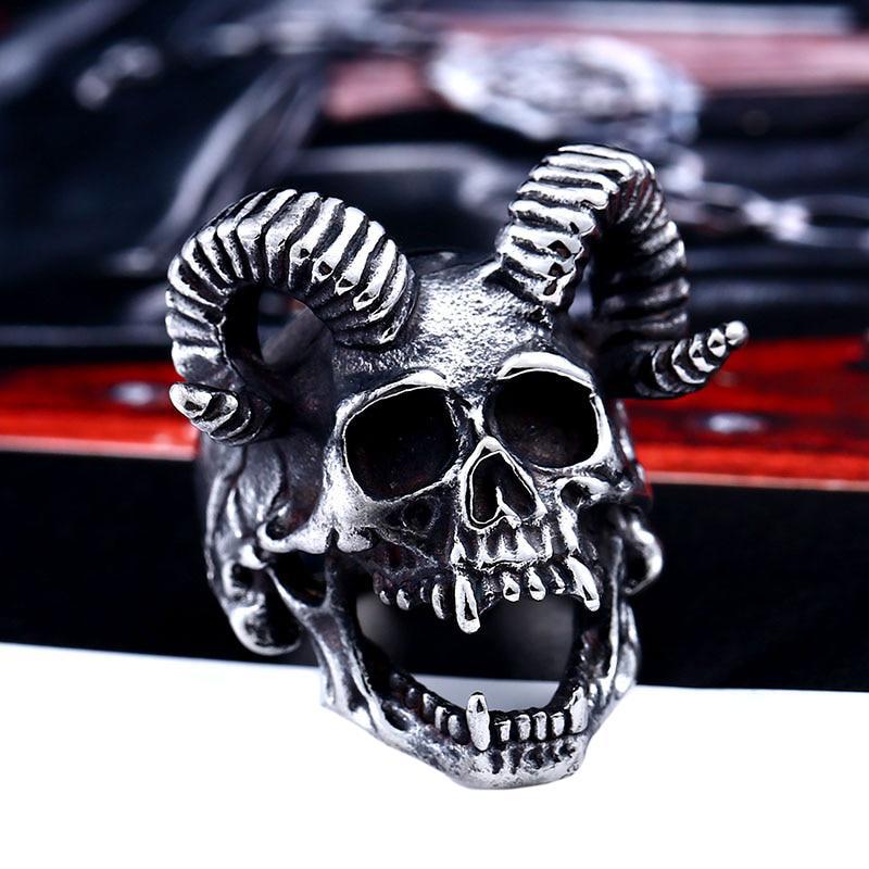 Dödskallering Baphomet Stål