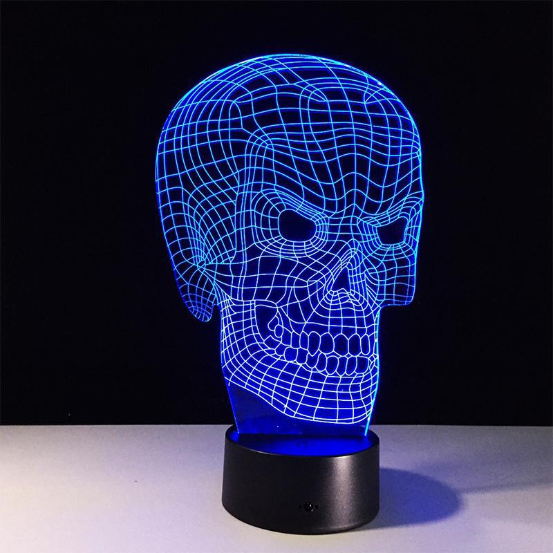 Blå Dödskalle Lampa LED