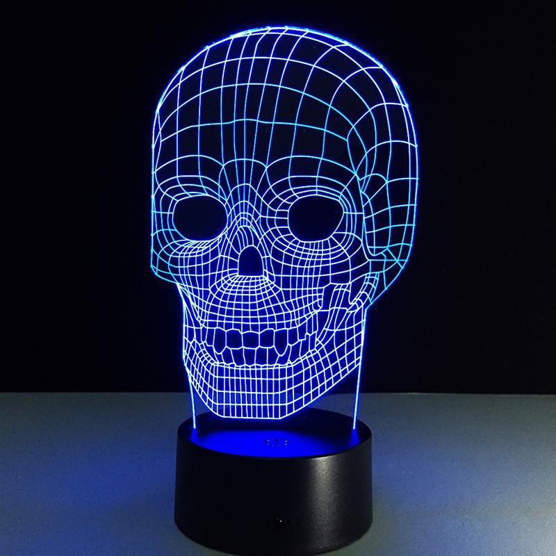 Blå Genomskinlig Dödskalle Lampa