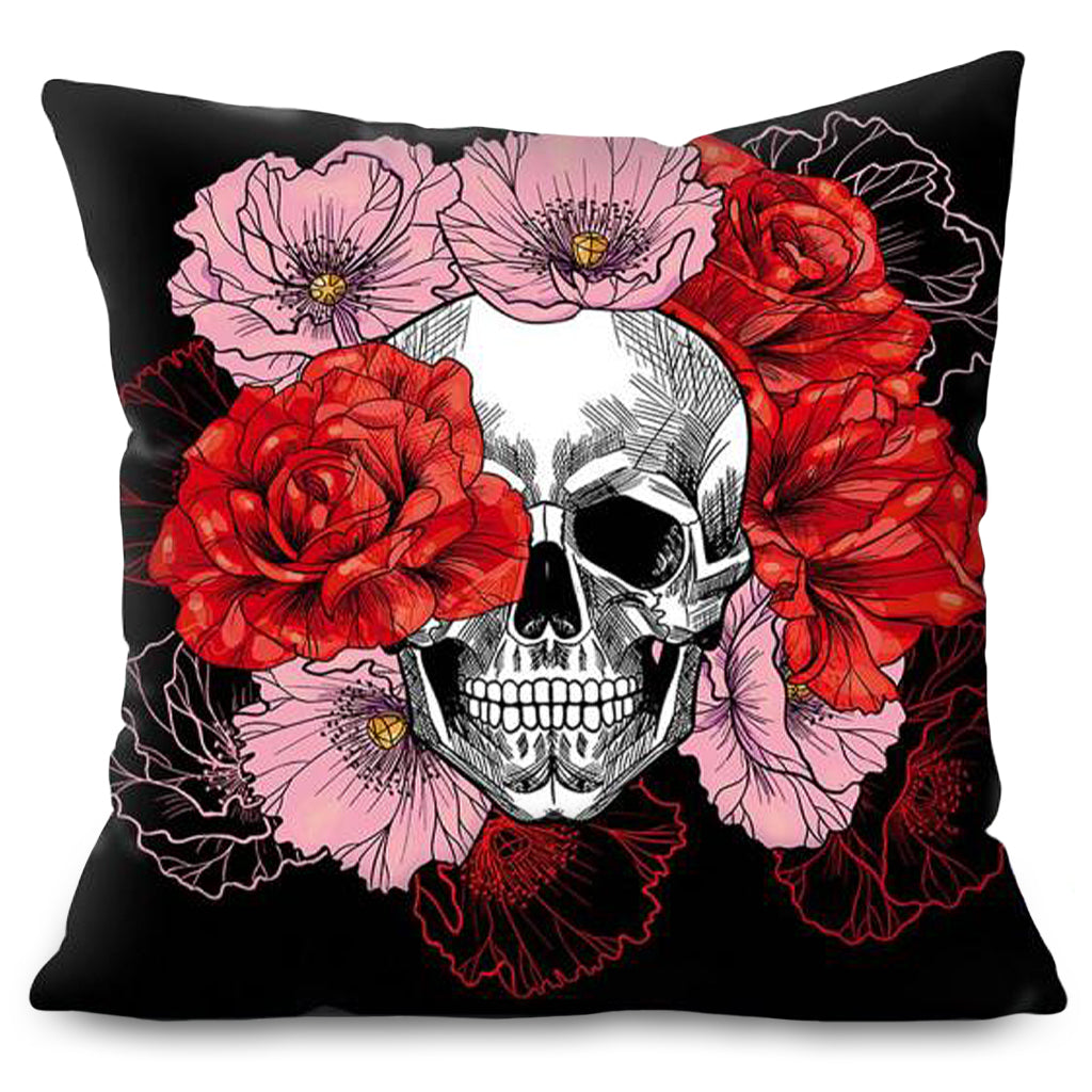 Blommor Dödskalle Kuddöverdrag