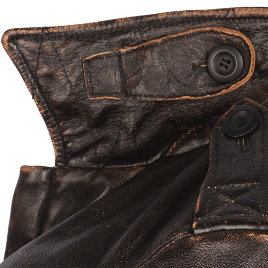 Brun Skinnjacka För Herr Med Dödskalle