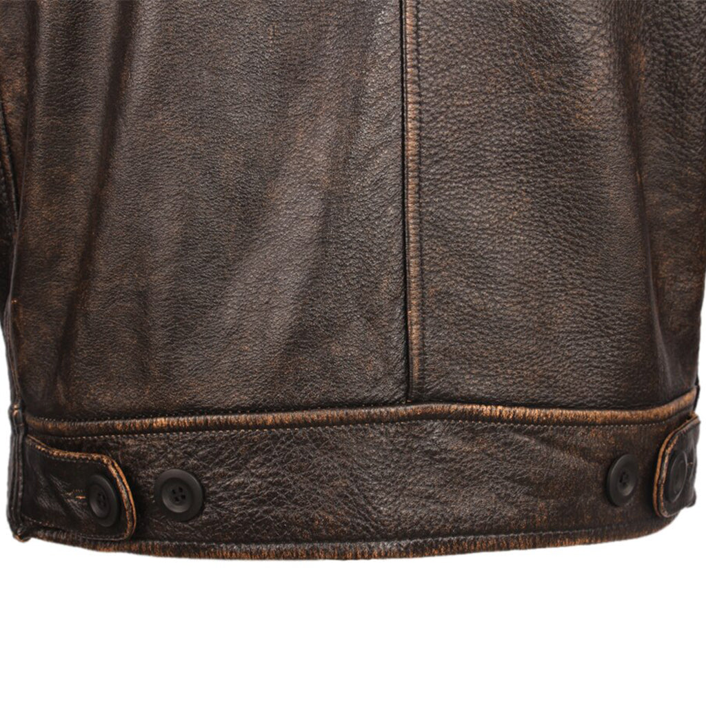 Brun Läderjacka Med Jolly Roger Dödskalle