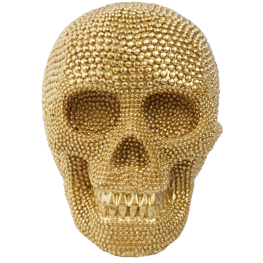 Guldfärgad Dödskalle Prydnad Med Paljetter
